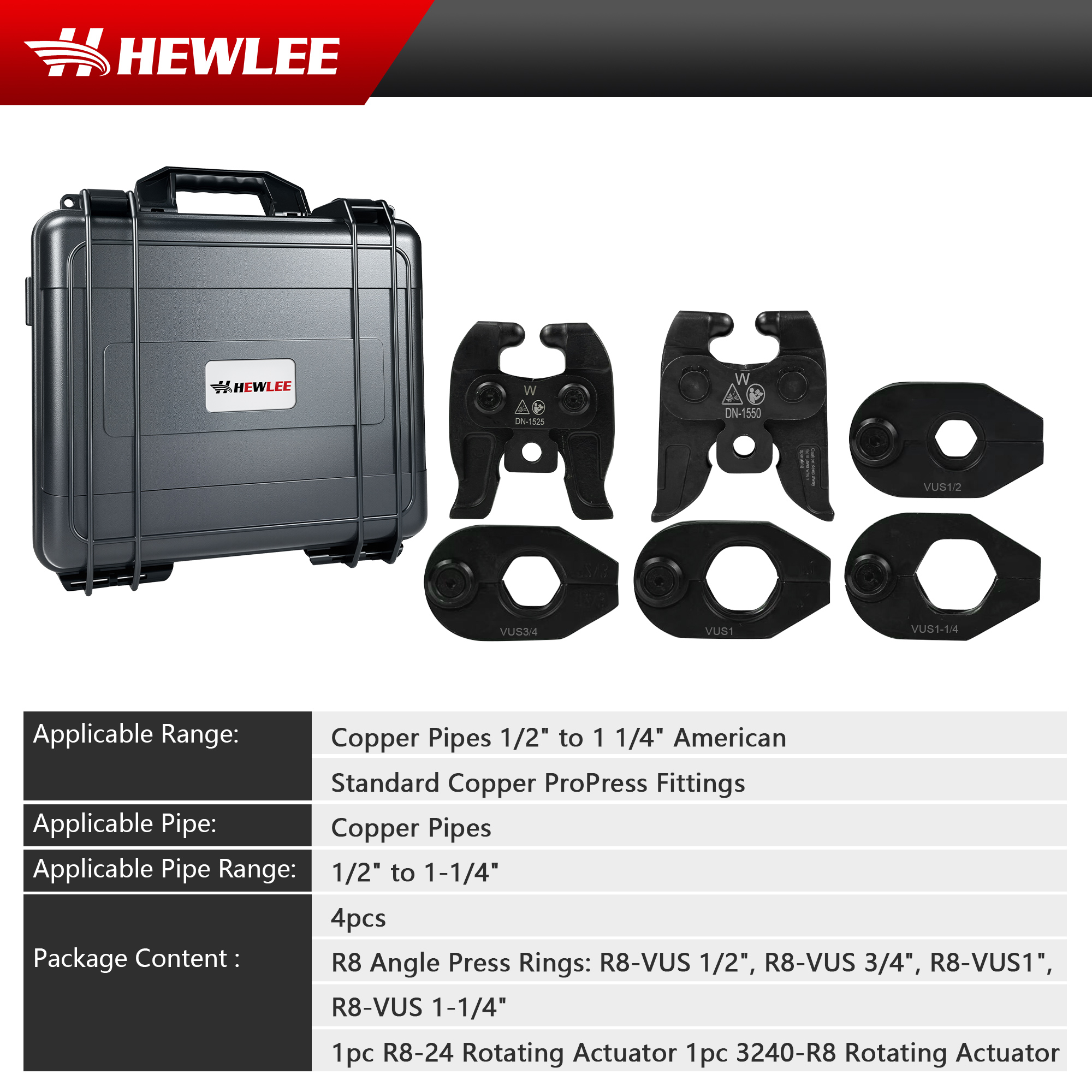 Electric Pipe Crimp Tool HZT-25WX with 1/2 to 1-1/4 PRO Press Pipes